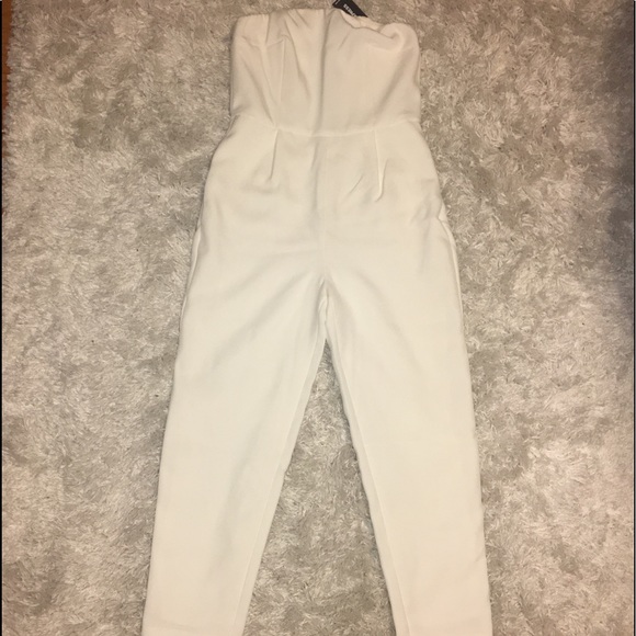 white strapless jumpsuit express